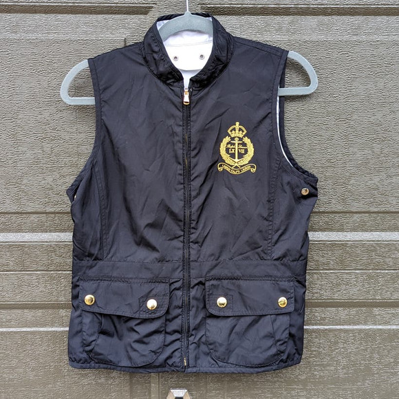 VINTAGE Lauren Ralph Lauren Reversible Embroidered Crest Zipper Vest, RARE - Picture 6 of 10